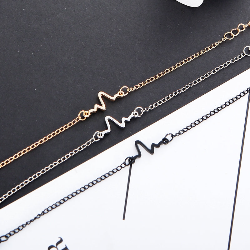 Gelang Couple Detak Jantung - Desain Minimalis untuk Pasangan, Aksesoris Fashion Unisex - 我的商店
