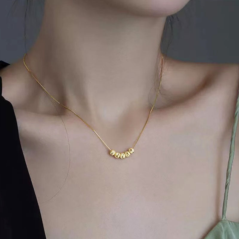 Kalung Lucky Beads Stainless Silver untuk Wanita - Rantai Emas Anti Pudar | Choker Perhiasan Elegan - 我的商店