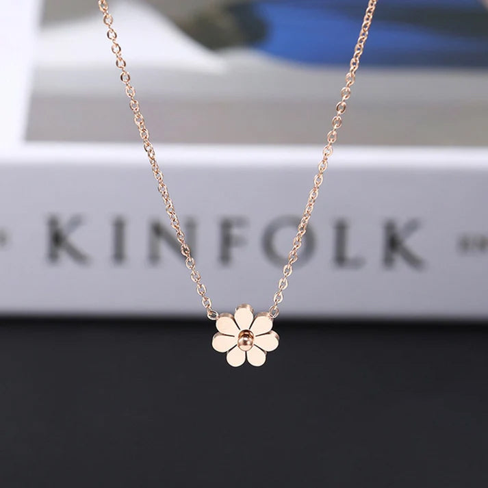 Kalung Choker Korean Daisy untuk Wanita - Pendant Bunga Emas Sederhana | Aksesoris Perhiasan Elegan - 我的商店