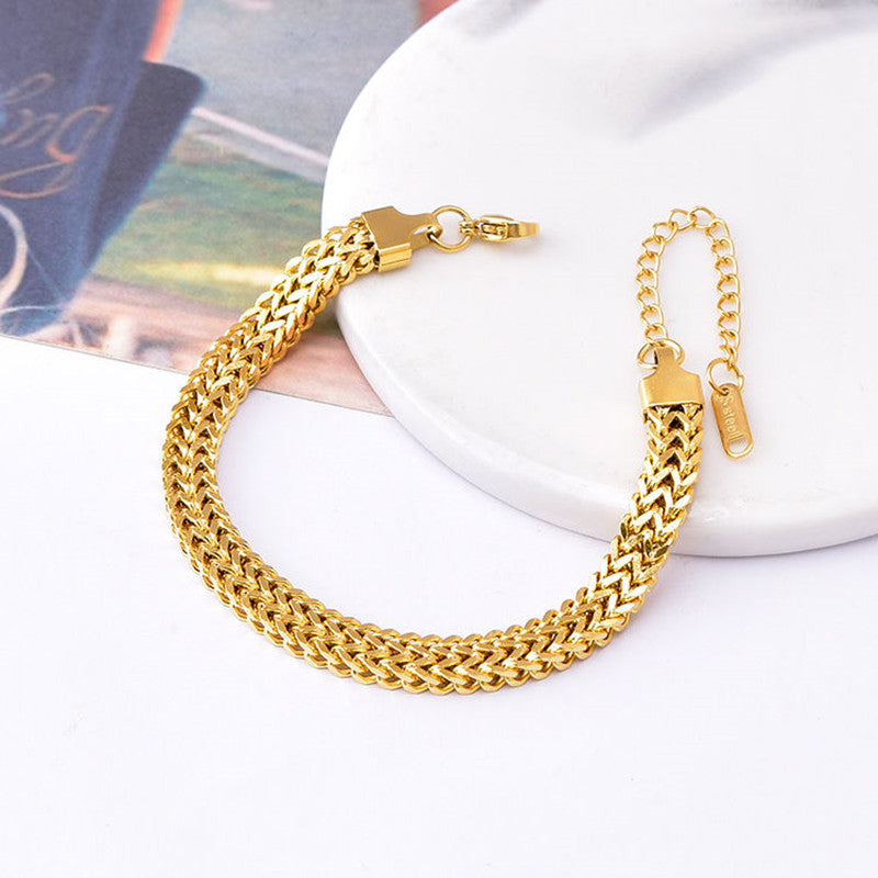Gelang Wanita Lapis Emas 18K - Stainless Steel, Elegan, Trendi & Cocok untuk Prom! - 我的商店
