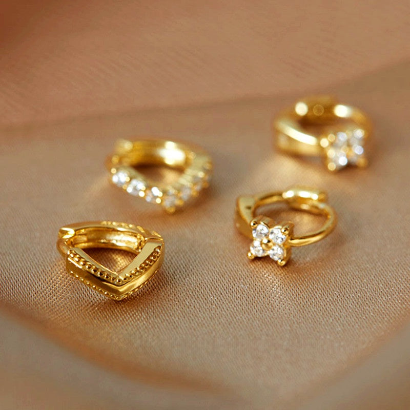 Anting Hoop Mini Zircon Berlapis Emas 14K – Perhiasan Zirconia Kubik untuk Piercing & Huggie - 我的商店