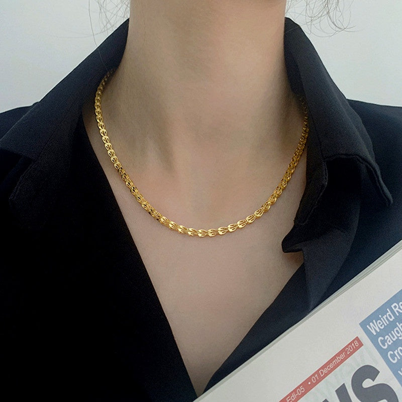 Kalung Choker Wanita Phoenix Tail - Stainless Steel Lapis Emas, Elegan & Cocok untuk Hadiah! - 我的商店