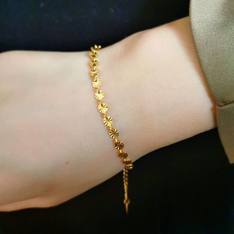 Gelang Bunga Stainless Steel untuk Sahabat - Rantai Emas Anti Kusam, Hadiah Perhiasan Spesial - 我的商店