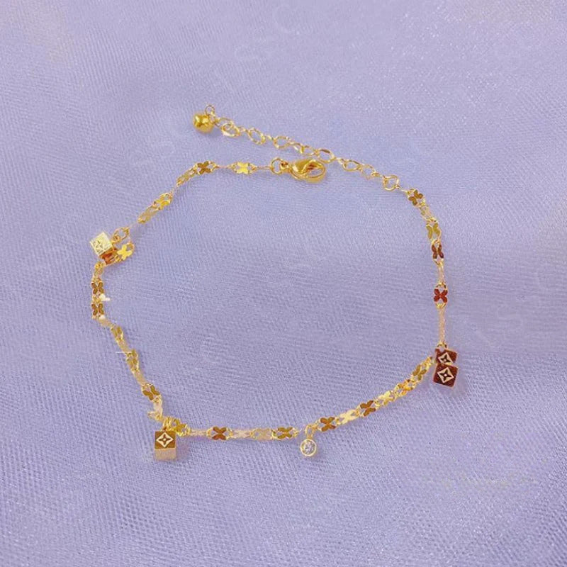 Gelang Kaki Wanita Diamond Kotak Stainless Steel Anti Luntur perhiasandirect