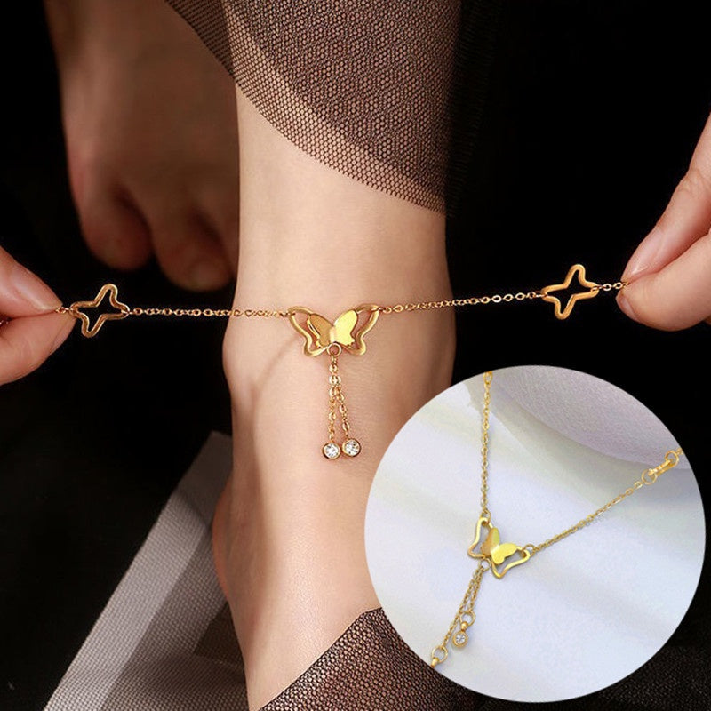 Gelang Kaki Wanita Vintage Liontin Hati - Stainless Steel, Tidak Kusam & Tidak Pudar, Elegan & Awet! - 我的商店