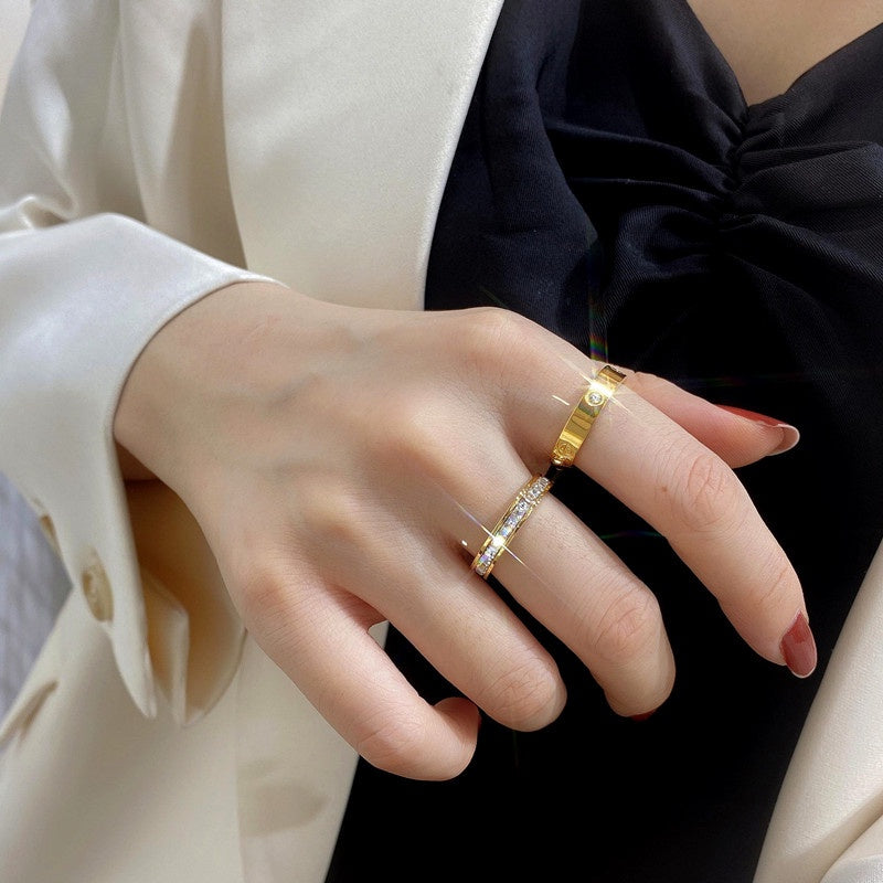 Cincin Berlian Emas untuk Wanita - Vintage Anti Pudar | Perhiasan Hadiah Elegan - 我的商店
