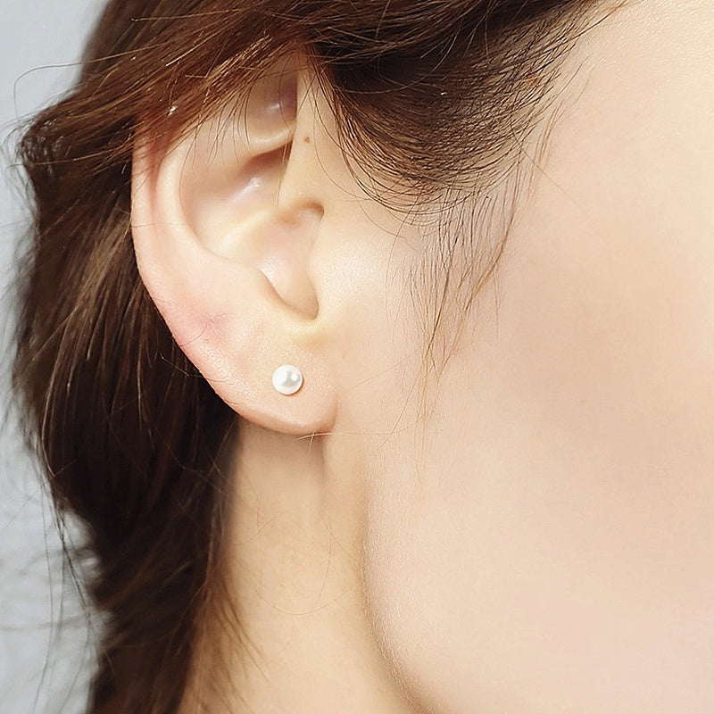 Anting Pearl Stud Wanita - Desain Minimalis Gaya Korea, Perak Berkualitas - 我的商店