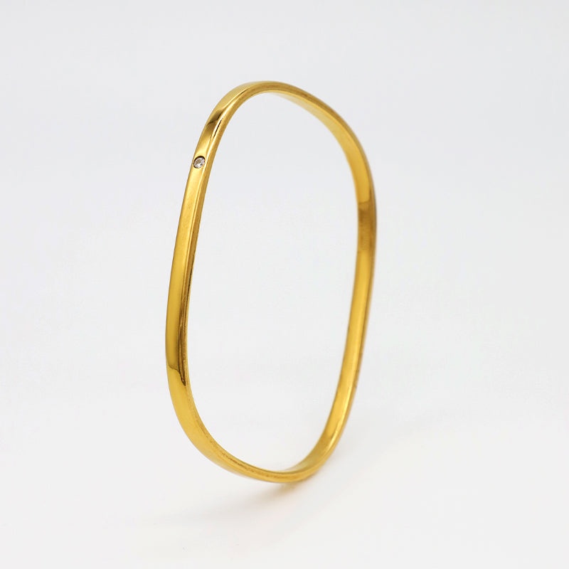 Gelang Wanita Vintage Minimalis - Stainless Steel Lapis Emas 18K Anti Kusam, Aksesoris Fashion Elegan - 我的商店