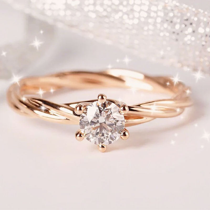 Cincin Janji Lapisan Emas 24k untuk Wanita - Stainless Steel | Perhiasan Hadiah Pertunangan Elegan - 我的商店