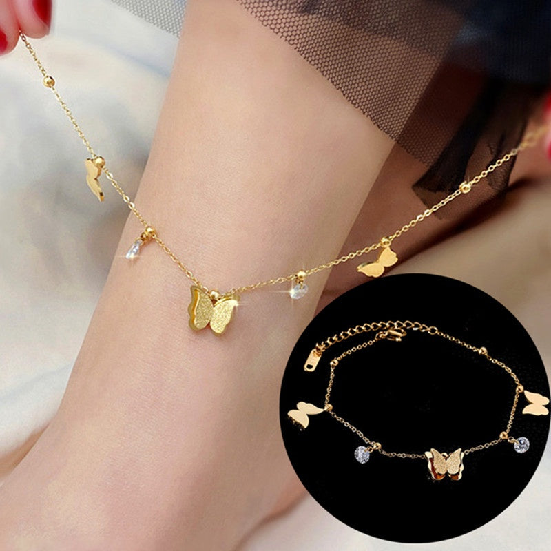 Gelang Kaki Wanita Vintage Liontin Hati - Stainless Steel, Tidak Kusam & Tidak Pudar, Elegan & Awet! - 我的商店
