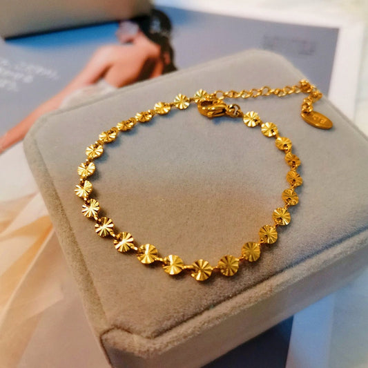 Gelang Bunga Stainless Steel untuk Sahabat - Rantai Emas Anti Kusam, Hadiah Perhiasan Spesial - 我的商店