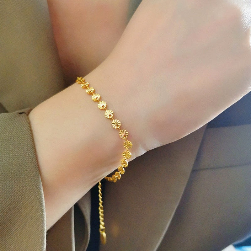 Gelang Bunga Stainless Steel untuk Sahabat - Rantai Emas Anti Kusam, Hadiah Perhiasan Spesial - 我的商店