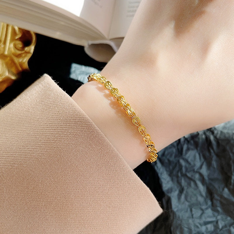 Gelang Wanita Stainless Steel - Rantai Emas 18K Motif Kupu-Kupu, Anti Kusam & Elegan - 我的商店