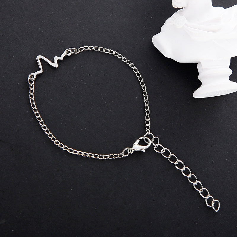 Gelang Couple Detak Jantung - Desain Minimalis untuk Pasangan, Aksesoris Fashion Unisex - 我的商店