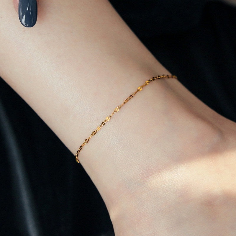 Gelang Kaki Rantai Emas untuk Wanita – Perhiasan Stainless Steel Anti Karat, Desain Simpel - 我的商店