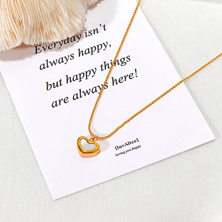 Kalung Choker Wanita Liontin Hati Kupu-Kupu - Stainless Steel Lapis Emas Putih, Elegan & Cocok untuk Setiap Acara! - 我的商店