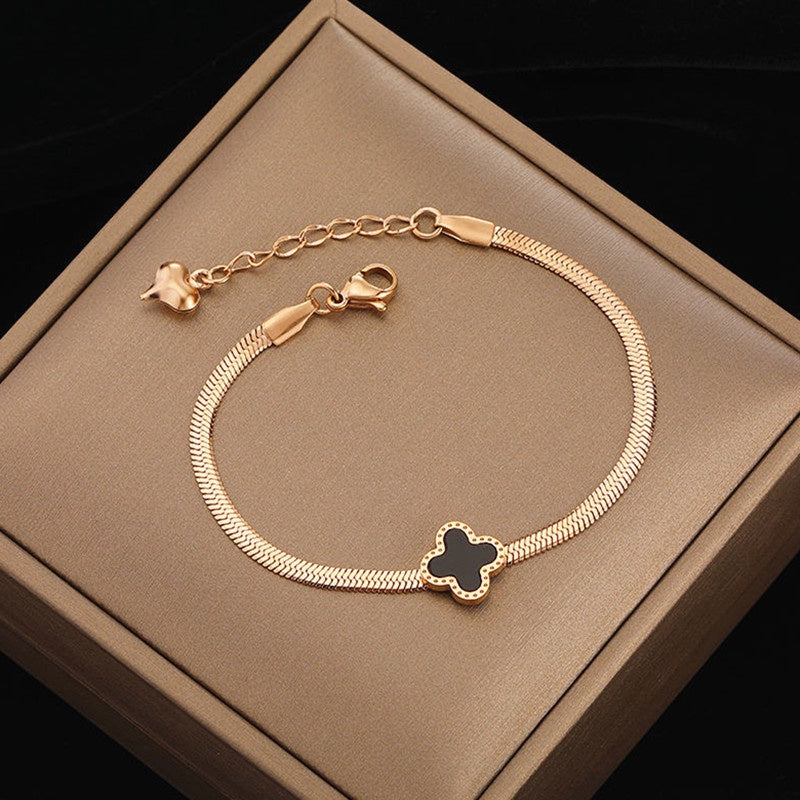 Gelang Wanita Stainless Steel - Rantai Emas 18K Motif Kupu-Kupu, Anti Kusam & Elegan - 我的商店