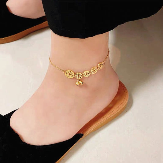 Gelang Kaki Klasik untuk Wanita - Rantai Emas Stainless Vintage | Perhiasan Hadiah Elegan - 我的商店