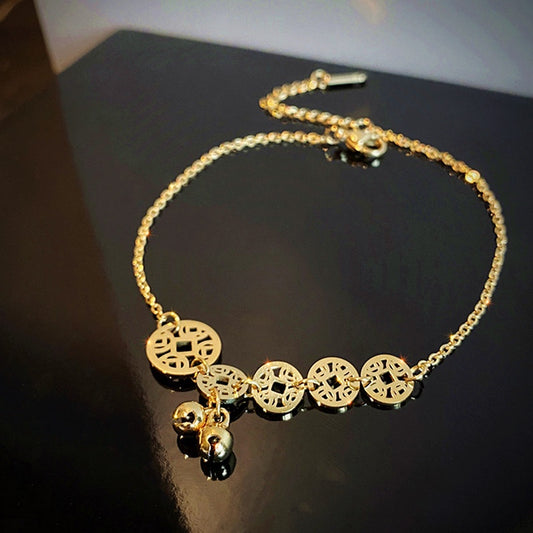 Gelang Kaki Klasik untuk Wanita - Rantai Emas Stainless Vintage | Perhiasan Hadiah Elegan - 我的商店