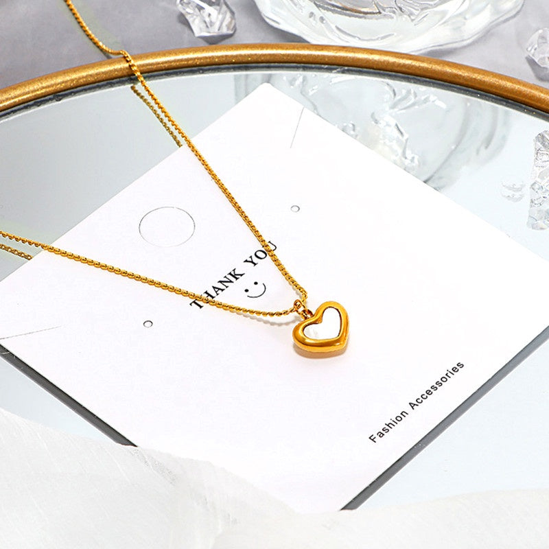 Kalung Choker Wanita Liontin Hati Kupu-Kupu - Stainless Steel Lapis Emas Putih, Elegan & Cocok untuk Setiap Acara! - 我的商店