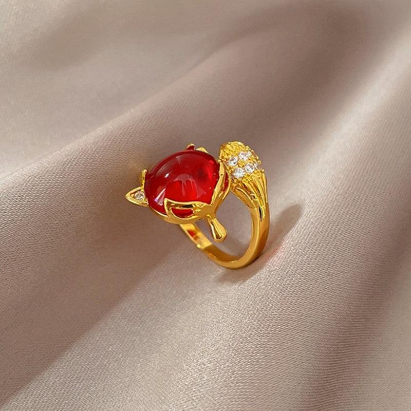 Cincin Berlian Adjustable untuk Wanita - Singsing Emas dengan Kotak Perhiasan | Aksesoris Elegan - 我的商店
