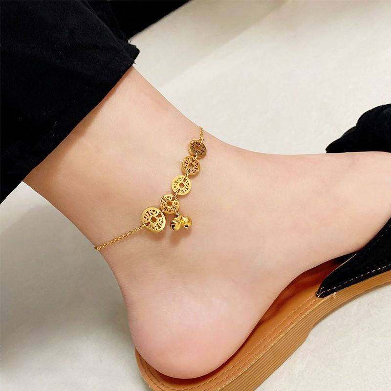 Gelang Kaki Wanita Vintage Liontin Hati - Stainless Steel, Tidak Kusam & Tidak Pudar, Elegan & Awet! - 我的商店