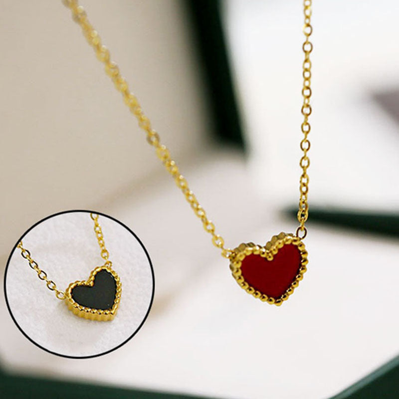 Kalung Choker Wanita Vintage - Warna Emas, Hitam & Merah, Stainless Steel Anti Kusam - 我的商店