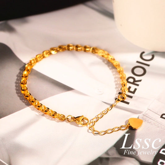 Gelang Wanita Stainless Steel - Rantai Emas 18K Motif Kupu-Kupu, Anti Kusam & Elegan - 我的商店