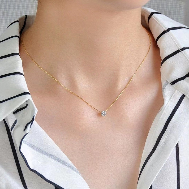 Anting Zirconia Wanita - Stainless Steel Emas Anti Kusam, Hadiah Elegan - 我的商店