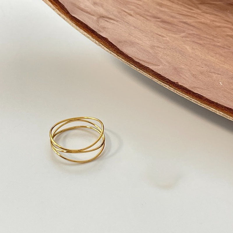 Cincin Wanita Minimalis Lapis Emas 18K - Stainless Steel, Tidak Kusam, Elegan & Terjangkau! - 我的商店