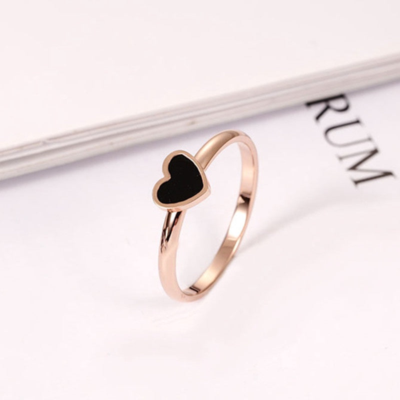 Cincin Love Heart Stainless Steel untuk Wanita - Lapisan Emas 18k | Perhiasan Fashion Elegan Hadiah untuk Wanita - 我的商店