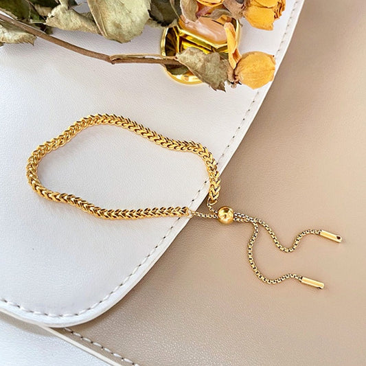 Gelang Wanita Klasik - Rantai Emas Stainless Steel Anti Kusam, Hadiah Elegan - 我的商店