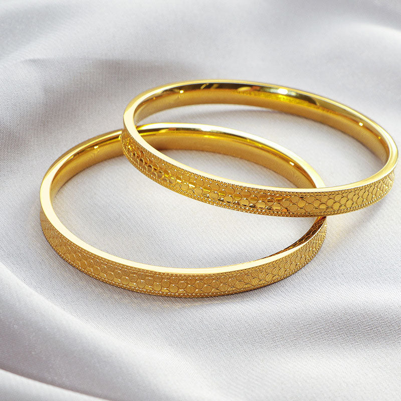 Gelang Wanita Lapis Emas 18K - Stainless Steel, Elegan, Trendi & Cocok untuk Tunangan! - 我的商店