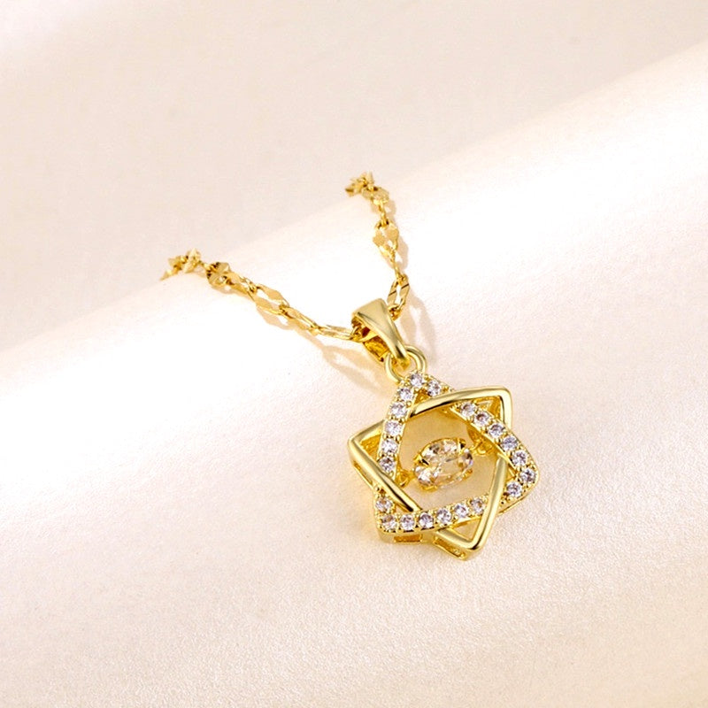 Kalung Rantai Bintang untuk Wanita - Pendant Stainless Steel Emas Vintage | Choker Perhiasan Elegan - 我的商店