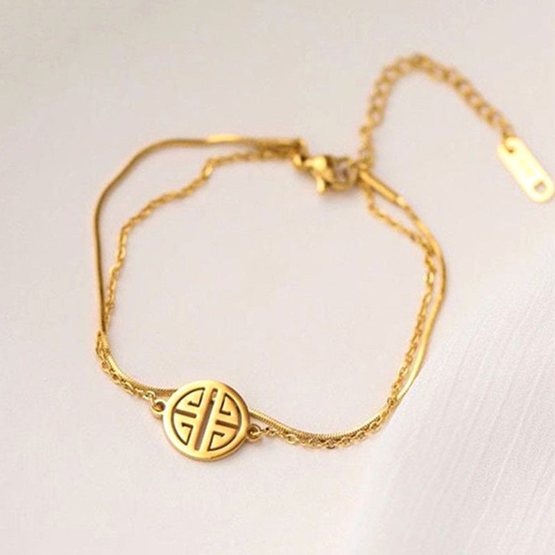 Gelang Wanita Stainless Steel - Rantai Emas 18K Motif Kupu-Kupu, Anti Kusam & Elegan - 我的商店