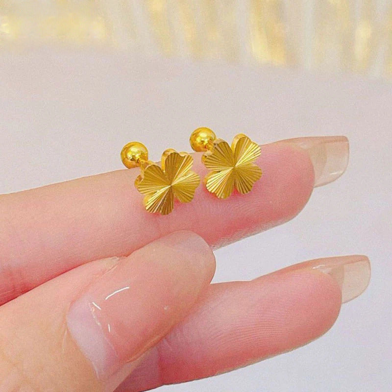 Anting Tulang Telinga Four Leaf Clover Laser Stainless Steel perhiasandirect
