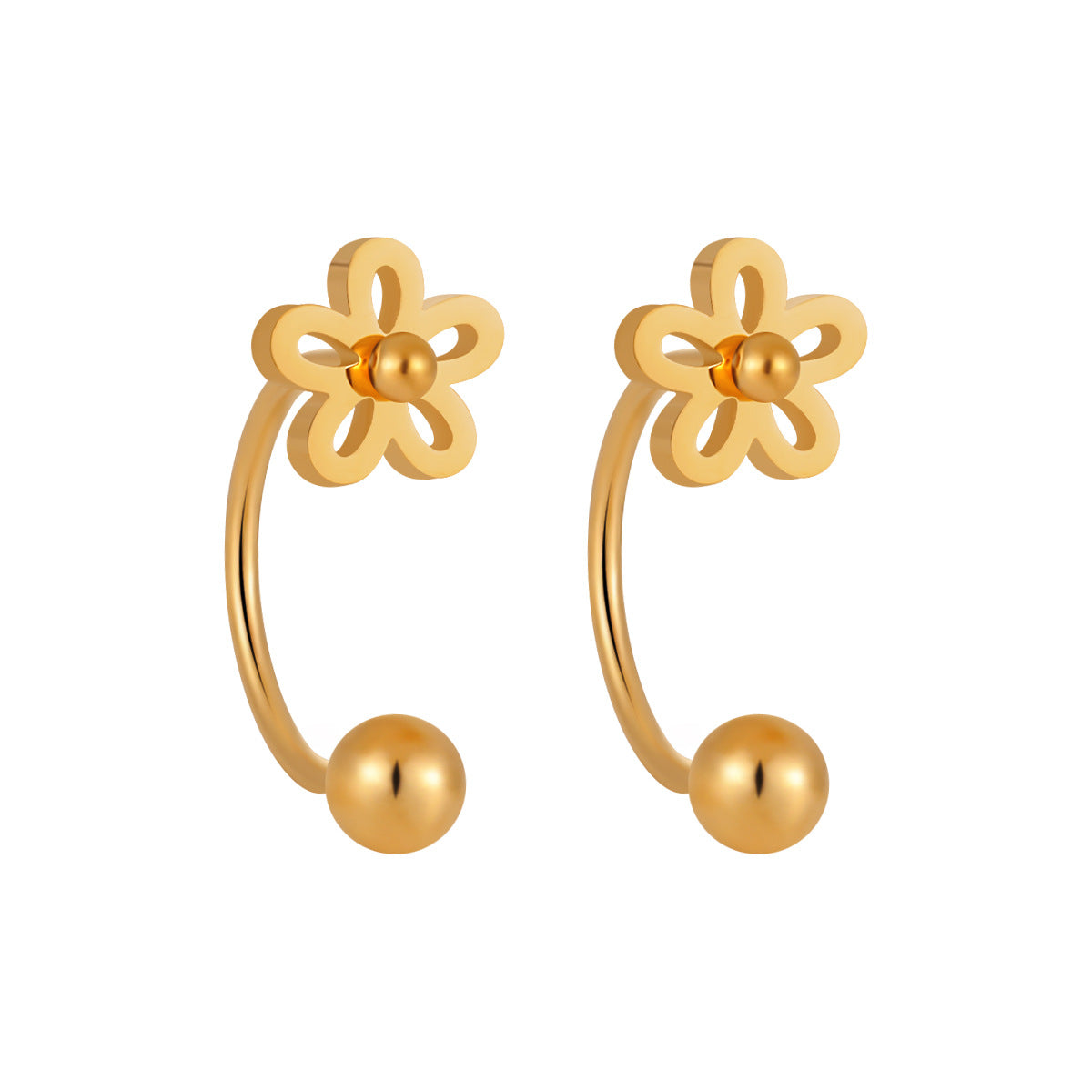 Anting-anting baja titanium sekrup putar serbaguna kepribadian wanita kuku tulang telinga berbentuk U kelopak kecil gaya Korea6