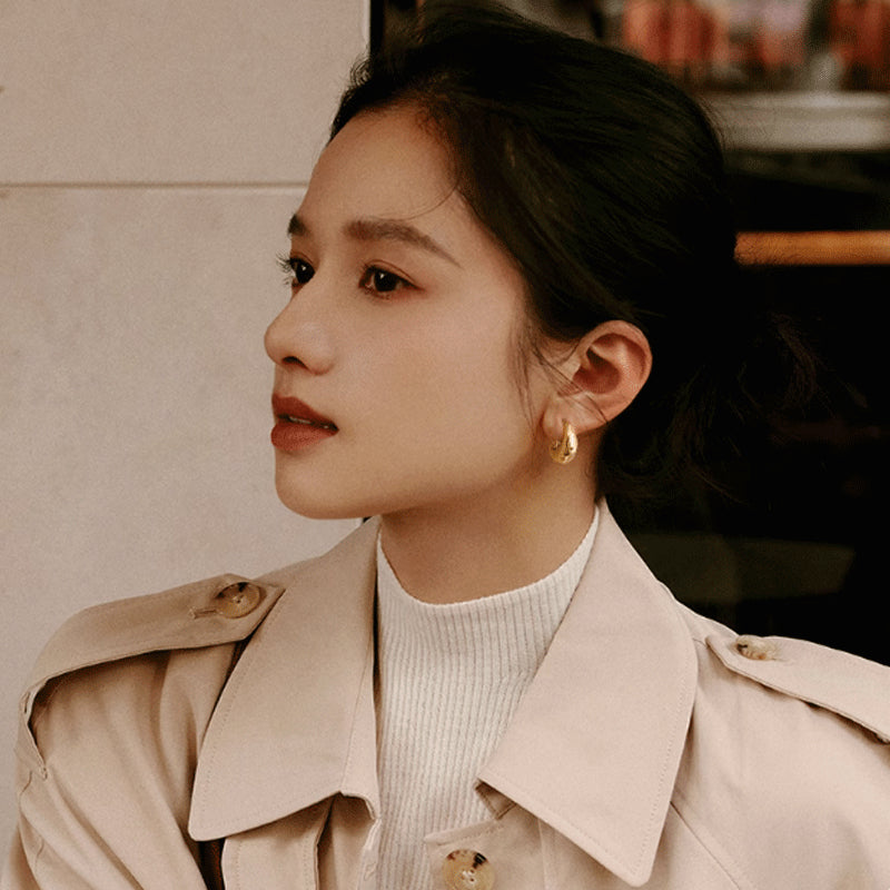 Anting Jarum Perak Korea Logam Ceruk Berbentuk C Anting Desain Ceruk Gaya-3