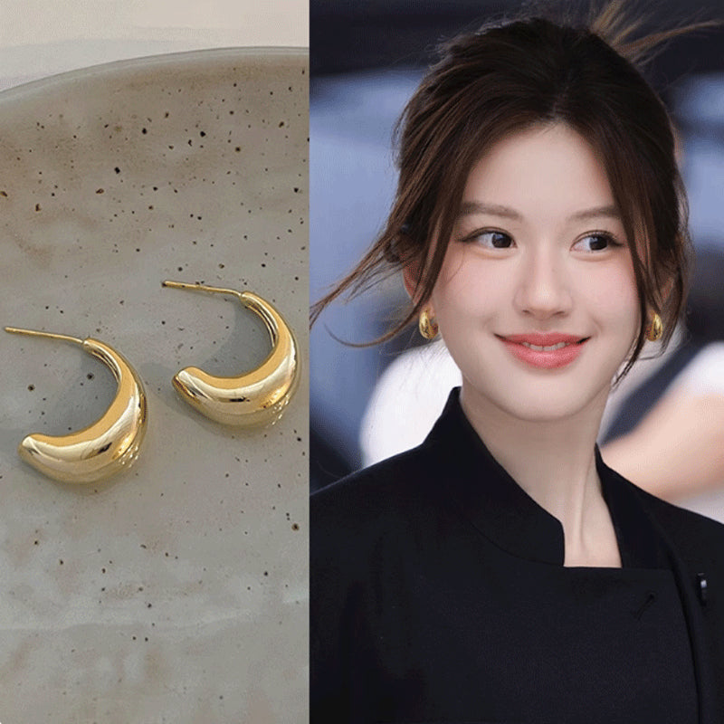 Anting Jarum Perak Korea Logam Ceruk Berbentuk C Anting Desain Ceruk Gaya2