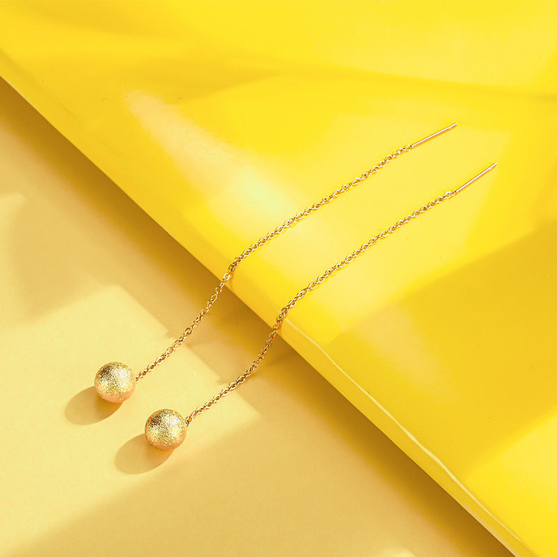 Anting Manik Titanium Wanita – Gaya Korea Sederhana Lapis Emas 18K perhiasandirect