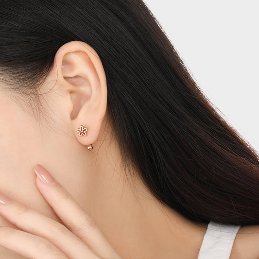 Anting-anting baja titanium sekrup putar serbaguna kepribadian wanita kuku tulang telinga berbentuk U kelopak kecil gaya Korea 2