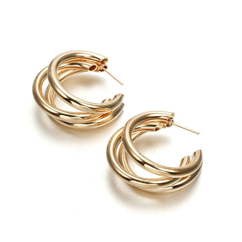 Anting wanita muslim dengan kancing emas titanium bergaya bohemian vintage3