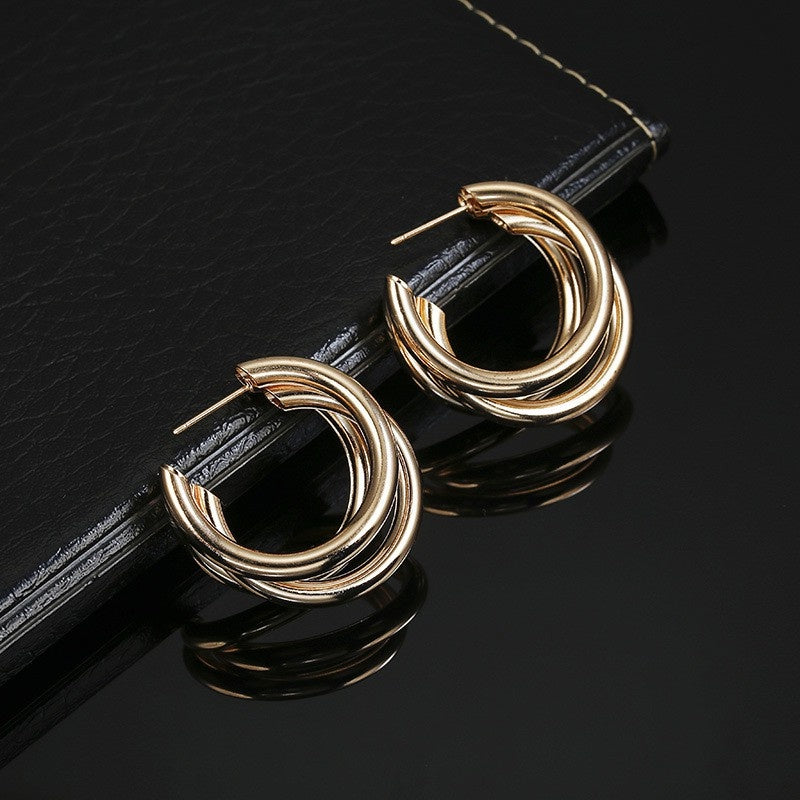 Anting wanita muslim dengan kancing emas titanium bergaya bohemian vintage5