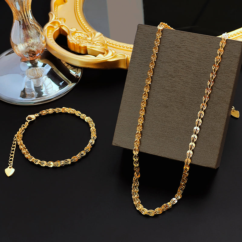 Gelang Minimalis Emas 18K Wanita - Stainless Steel Anti Kusam Pembawa Keberuntungan - 我的商店