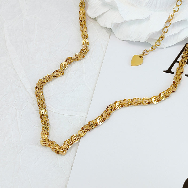 Gelang Minimalis Emas 18K Wanita - Stainless Steel Anti Kusam Pembawa Keberuntungan - 我的商店