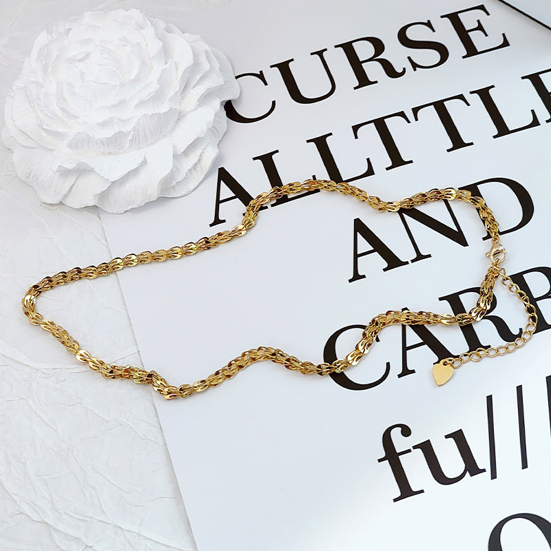 Gelang Minimalis Emas 18K Wanita - Stainless Steel Anti Kusam Pembawa Keberuntungan - 我的商店