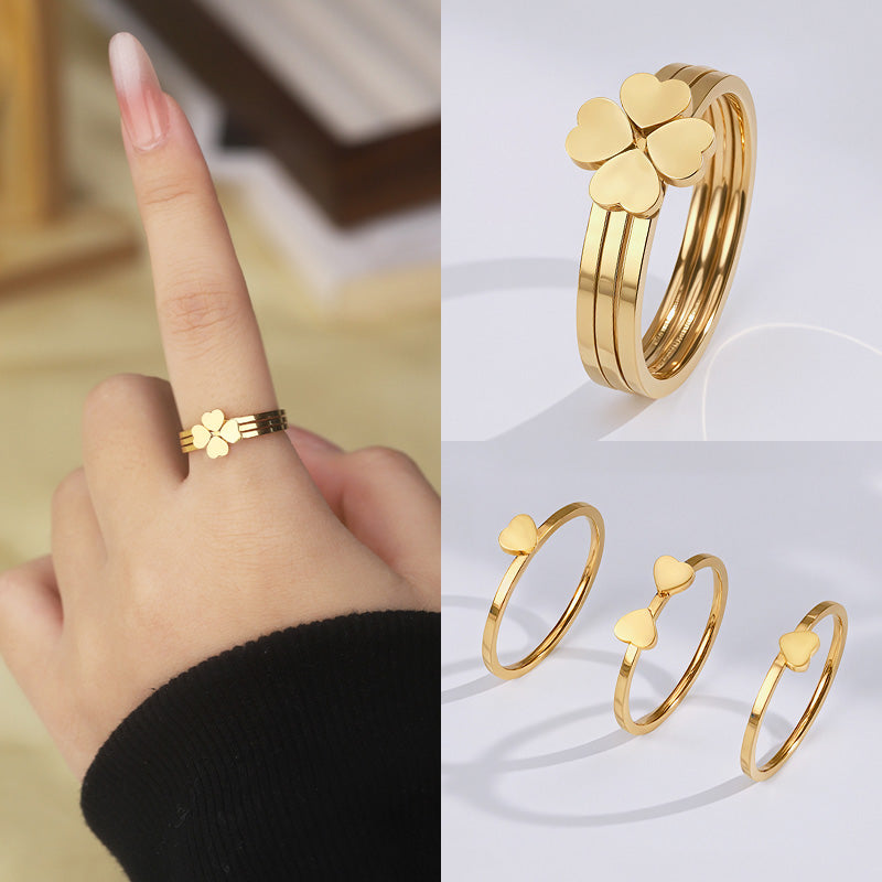 Cincin 3 in 1 Four-leaf clover – Elegan & Multifungsi untuk Wanita 我的商店