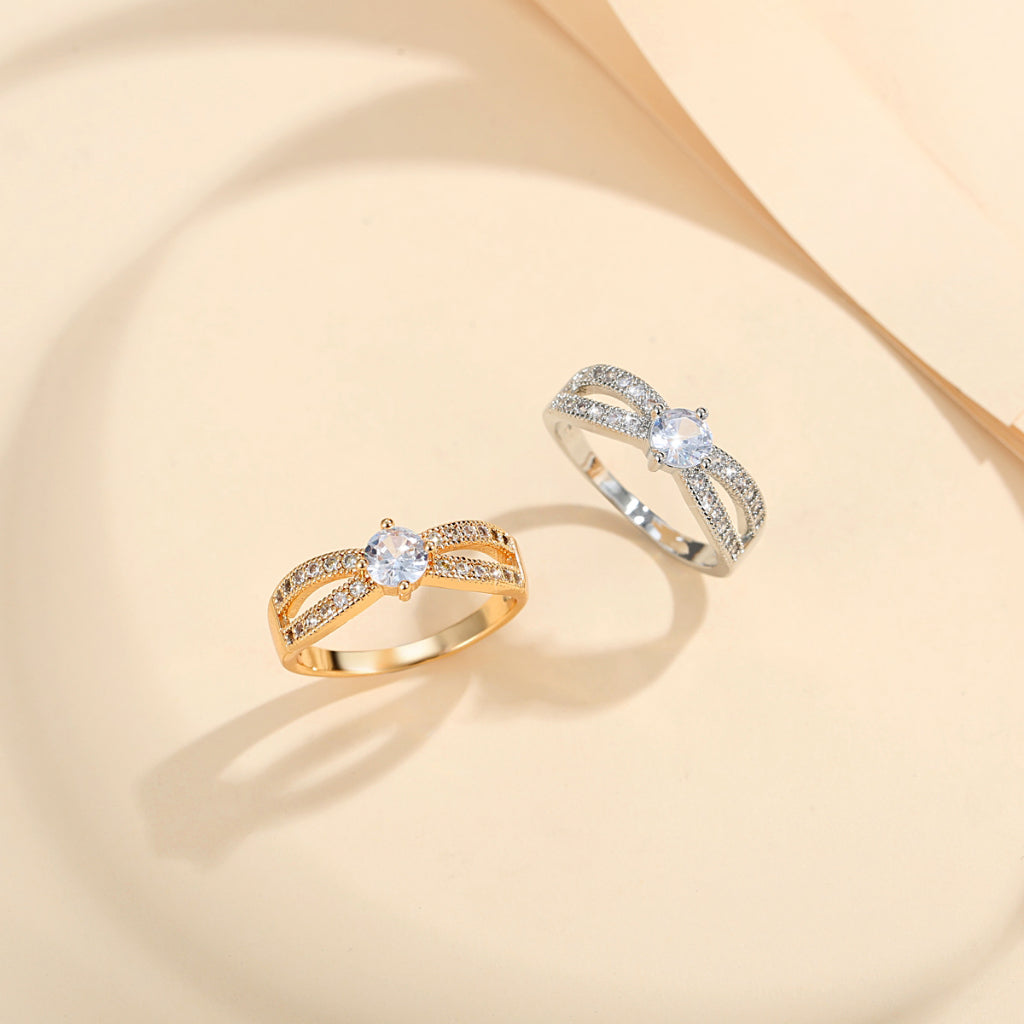 Cincin Berlian Titanium Lapis Emas Kristal Perhiasan Fashion Wanita Rings Untuk Hadiah Aksesoris perhiasandirect