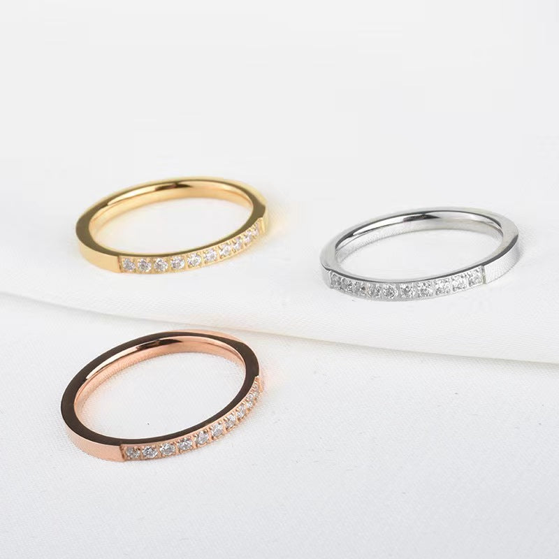 Cincin Wanita - Perhiasan Stainless Steel dengan Berlian, Aksesoris Elegan, Grosir Harga Terbaik 3