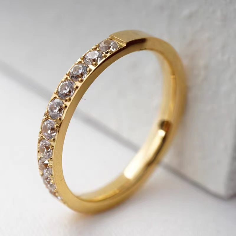 Cincin Wanita - Perhiasan Stainless Steel dengan Berlian, Aksesoris Elegan, Grosir Harga Terbaik 9